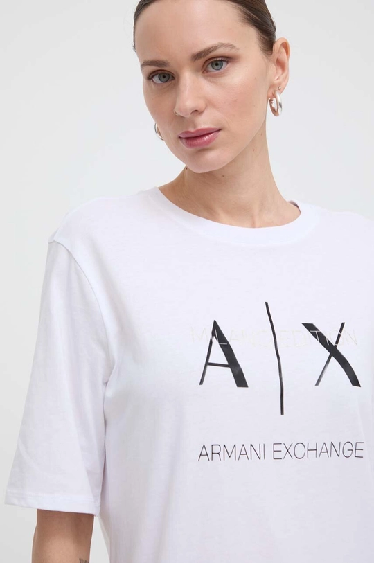 bijela Pamučna haljina Armani Exchange