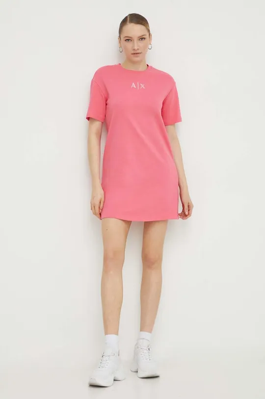 rózsaszín Armani Exchange pamut ruha Női