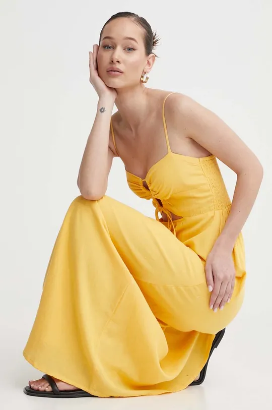 żółty Billabong sukienka z domieszką lnu X It's Now Cool