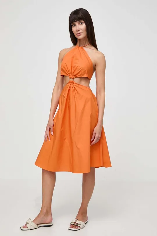 Βαμβακερό φόρεμα Twinset πορτοκαλί