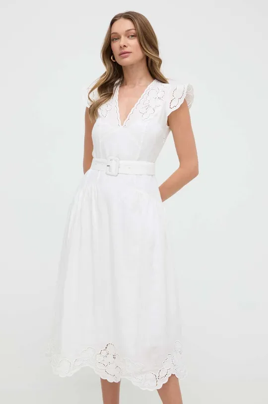 λευκό Λινό φόρεμα Twinset Γυναικεία