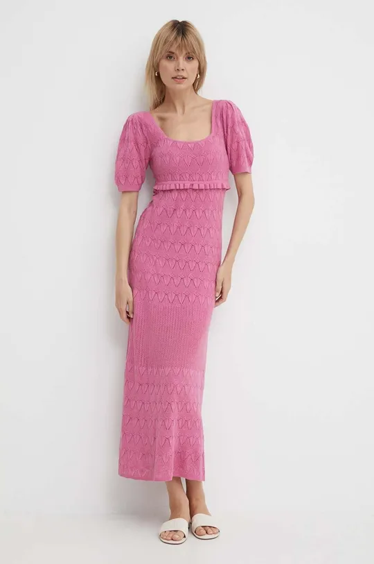 рожевий Сукня з домішкою льону Pepe Jeans GOLDIE DRESS Жіночий