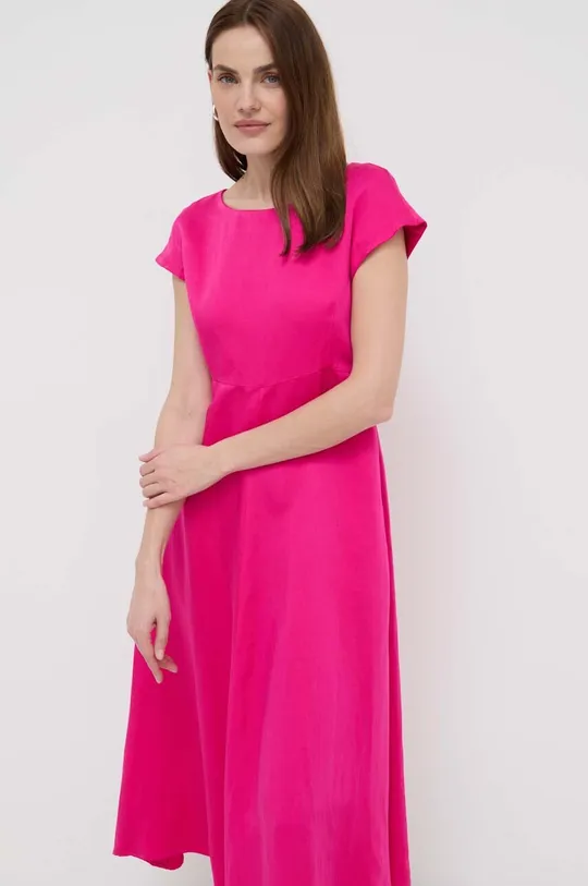 Φόρεμα από λινό μείγμα Weekend Max Mara ροζ