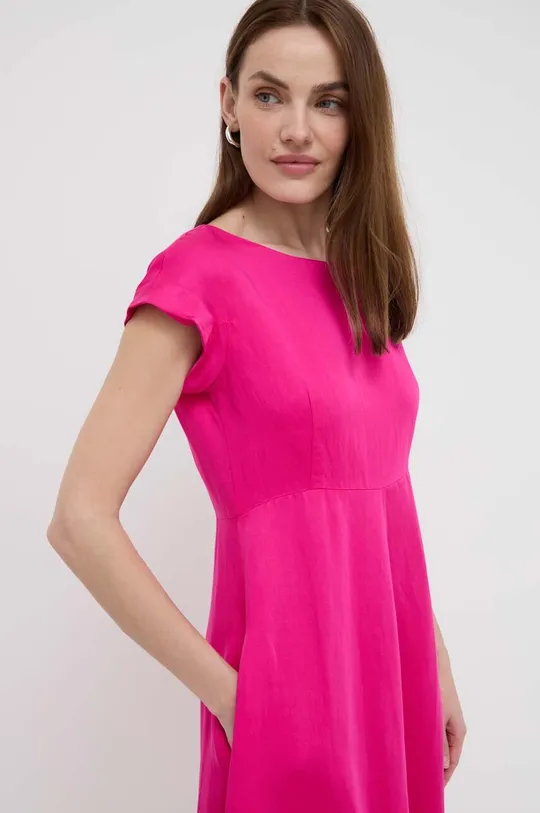 rózsaszín Weekend Max Mara ruha vászonkeverékből