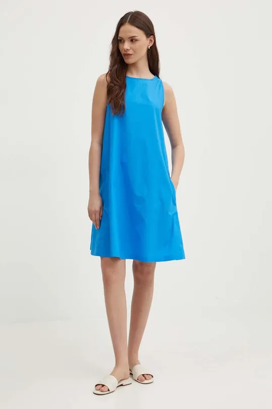Pamučna haljina United Colors of Benetton plava