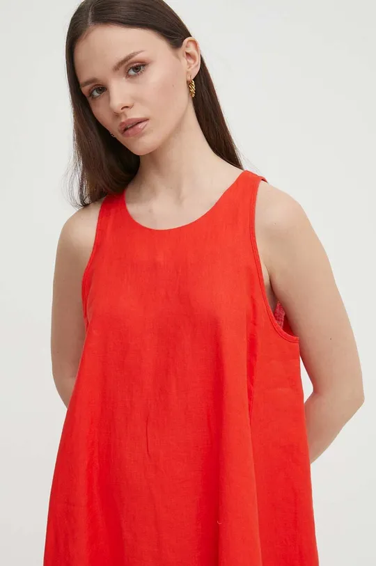 czerwony United Colors of Benetton sukienka lniana