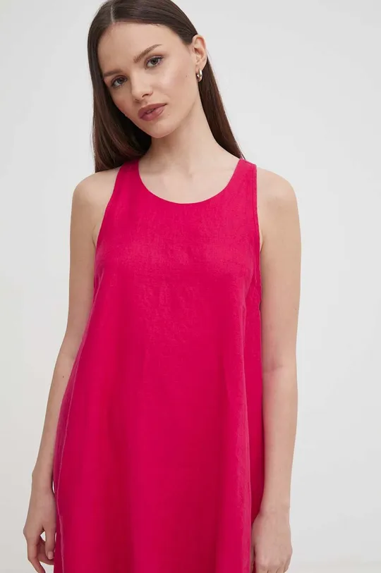 ροζ Λινό φόρεμα United Colors of Benetton