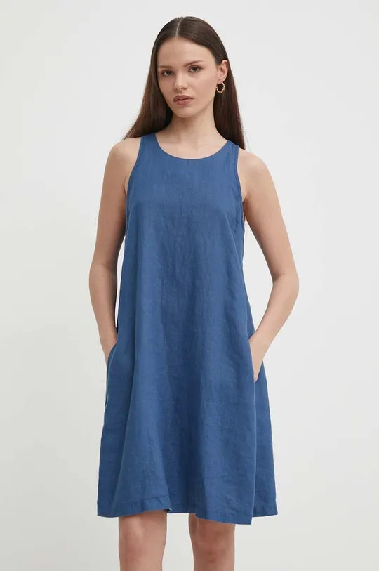 plava Lanena haljina United Colors of Benetton Ženski