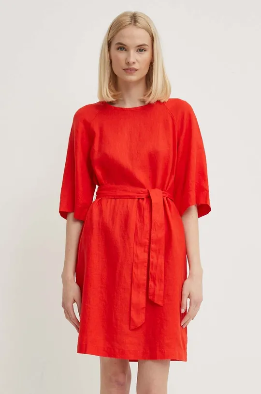 czerwony United Colors of Benetton sukienka lniana Damski