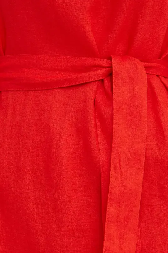 crvena Lanena haljina United Colors of Benetton