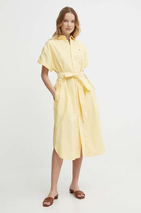 Pamučna haljina Polo Ralph Lauren zlatna