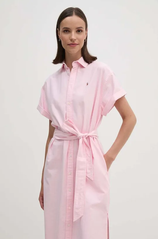 ροζ Βαμβακερό φόρεμα Polo Ralph Lauren