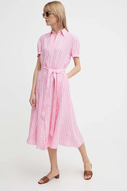 рожевий Льняна сукня Polo Ralph Lauren Жіночий