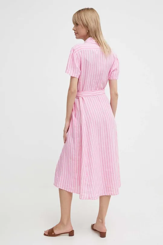 Lanena haljina Polo Ralph Lauren roza