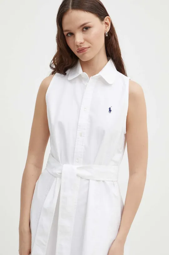 bela Bombažna obleka Polo Ralph Lauren