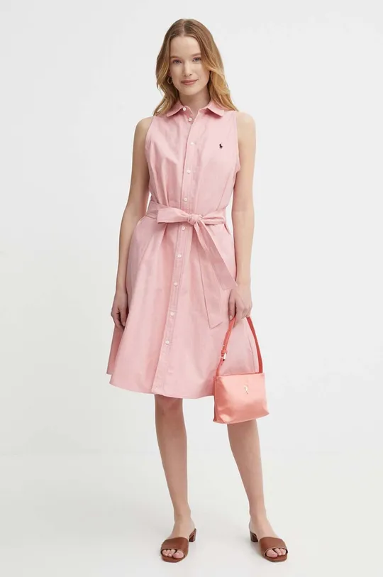 Хлопковое платье Polo Ralph Lauren розовый