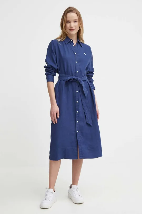 Льняна сукня Polo Ralph Lauren темно-синій