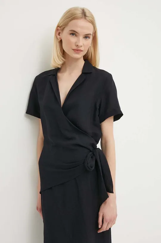 Sisley sukienka lniana czarny