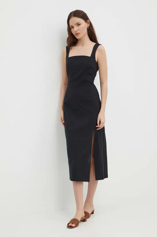 crna Lanena haljina Sisley