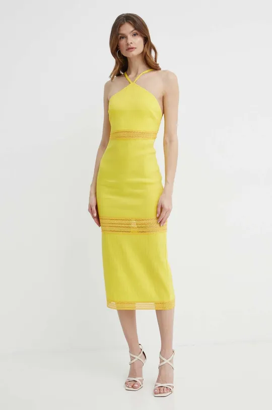 Λινό φόρεμα Patrizia Pepe κίτρινο