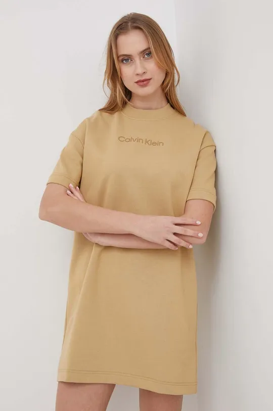 beżowy Calvin Klein sukienka bawełniana Damski