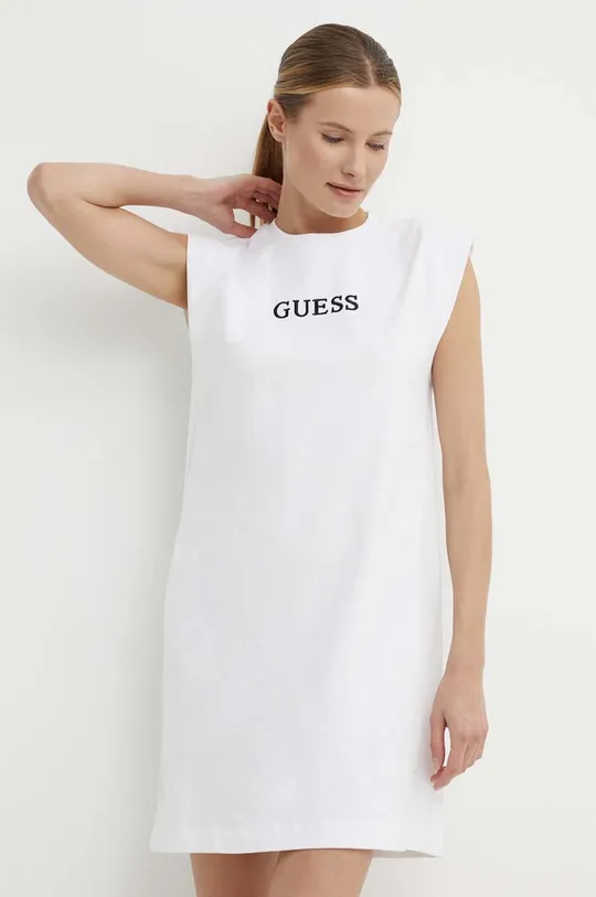 λευκό Βαμβακερό φόρεμα Guess ATHENA Γυναικεία