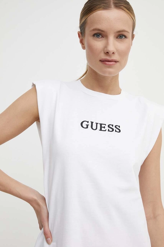 λευκό Βαμβακερό φόρεμα Guess ATHENA