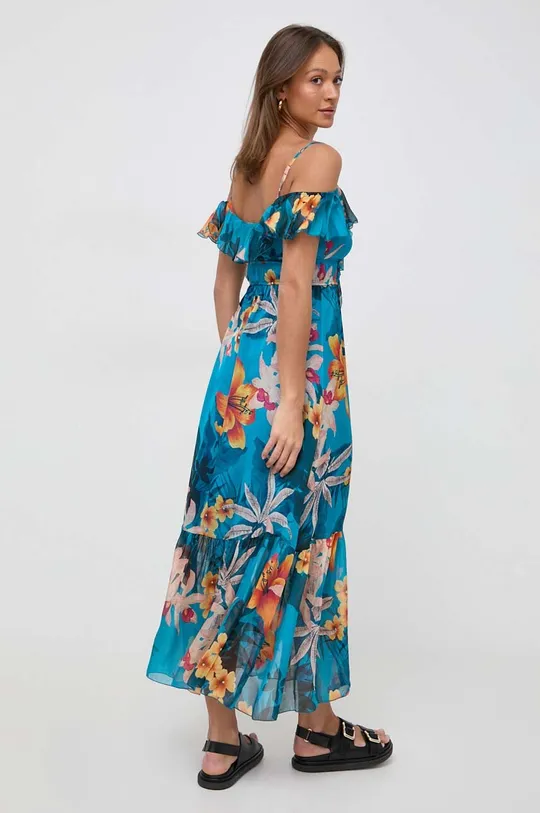 Guess sukienka z domieszką jedwabiu ELIDE multicolor