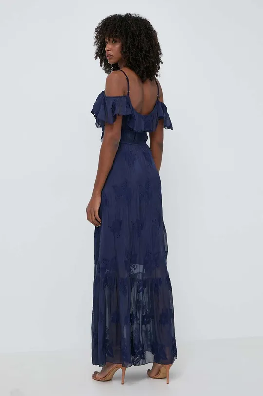 Φόρεμα από συνδιασμό μεταξιού Guess ELIDE σκούρο μπλε
