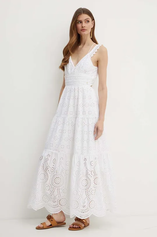bijela Pamučna haljina Guess PALMA