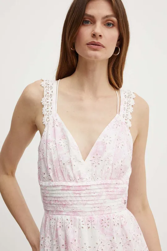Βαμβακερό φόρεμα Guess PALMA ροζ