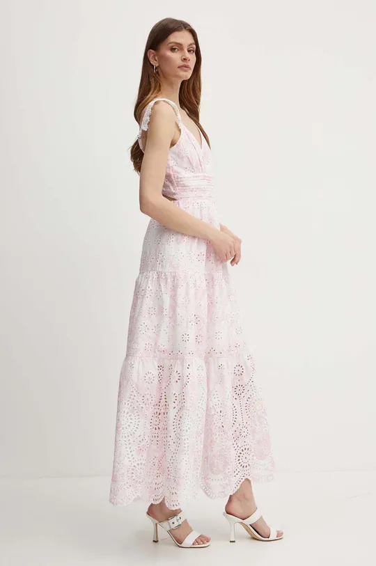 różowy Guess sukienka bawełniana PALMA