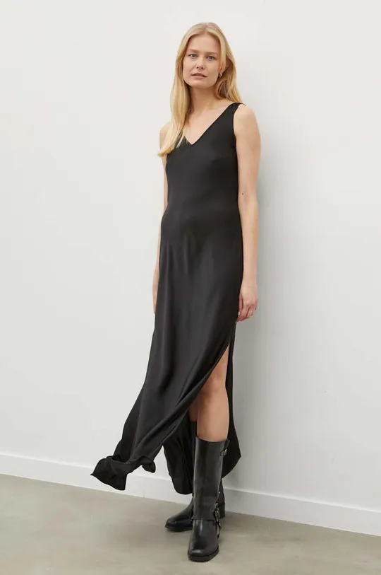 Μάλλινο φόρεμα και πουλόβερ AllSaints μαύρο