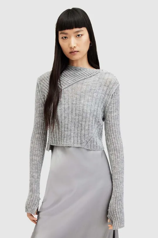AllSaints sukienka i sweter z wełną srebrny