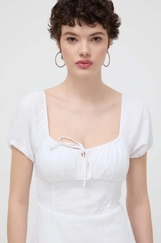 λευκό Λινό φόρεμα Hollister Co.