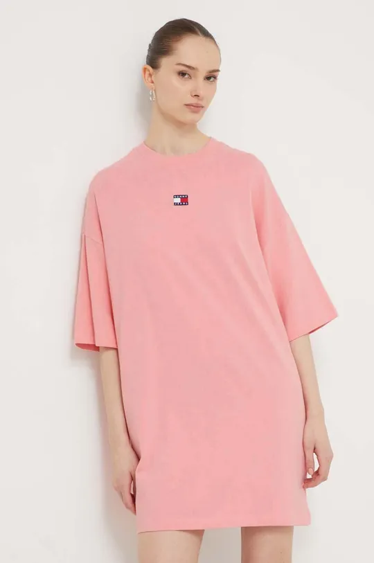 ružová Bavlnené šaty Tommy Jeans Dámsky