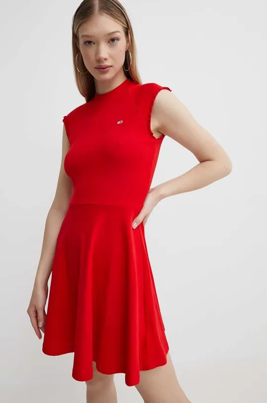 rdeča Obleka Tommy Jeans Ženski