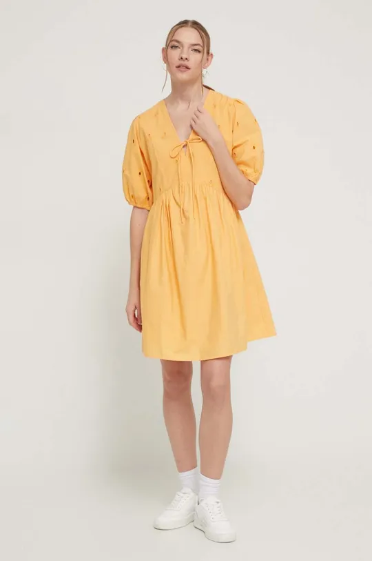 narančasta Pamučna haljina Desigual Ženski