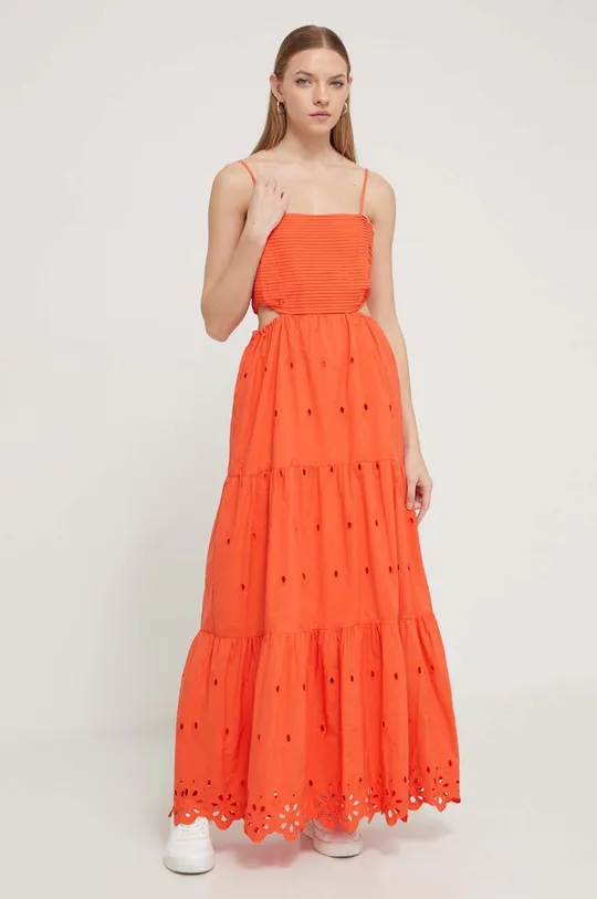 oranžová Bavlnené šaty Desigual Dámsky