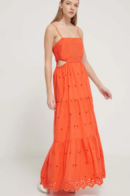 Desigual sukienka bawełniana MALVER pomarańczowy