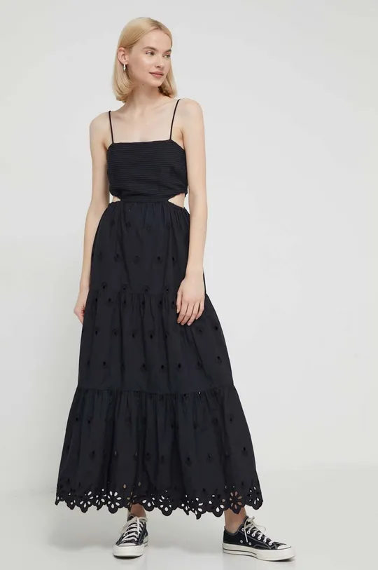 czarny Desigual sukienka bawełniana MALVER