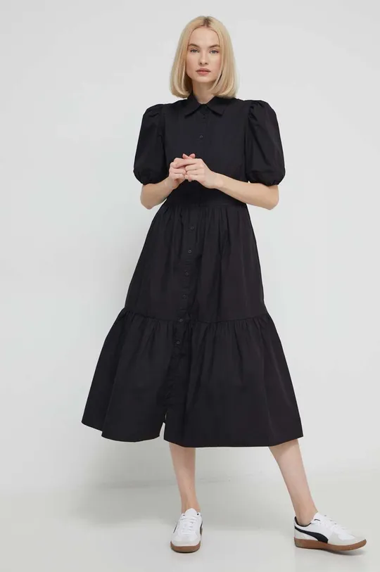 czarny Desigual sukienka bawełniana CALGARY Damski