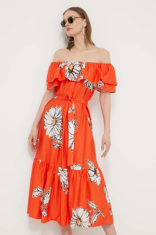 Βαμβακερό φόρεμα Desigual GEORGEO πορτοκαλί