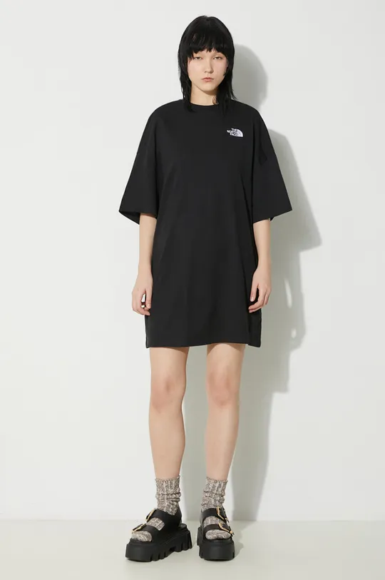 czarny The North Face sukienka W S/S Essential Oversize Tee Dress Damski