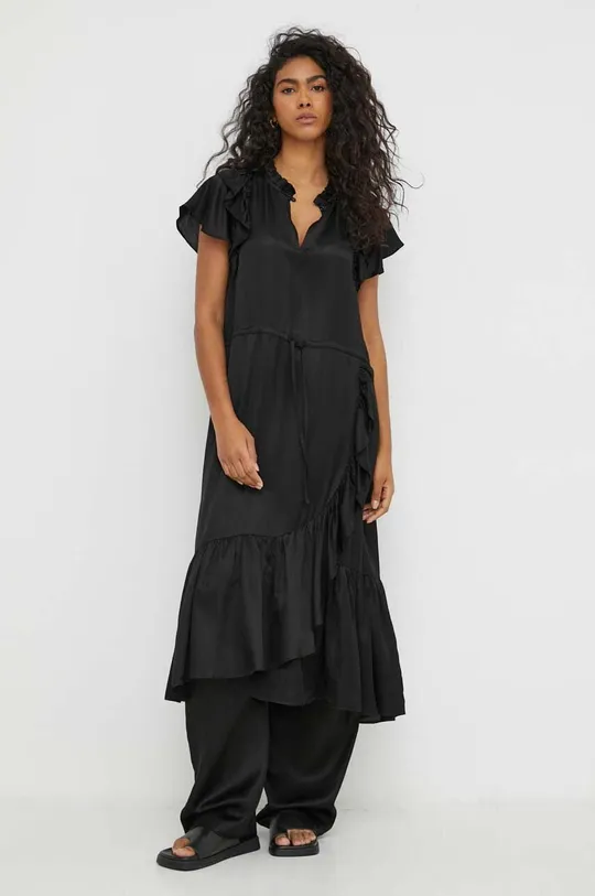 Φόρεμα από λινό μείγμα MUNTHE μαύρο