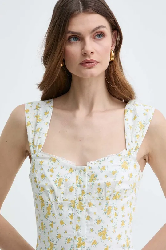 κίτρινο Λινό φόρεμα Bardot