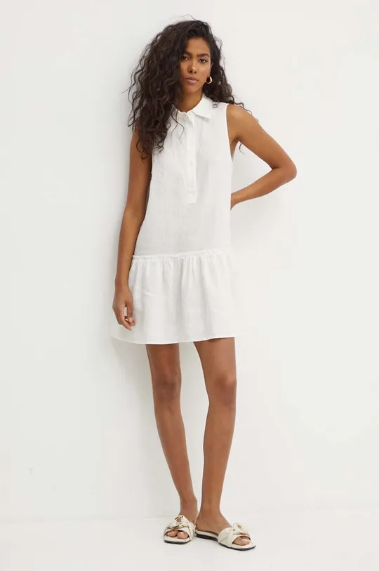 λευκό Λινό φόρεμα MAX&Co. Γυναικεία