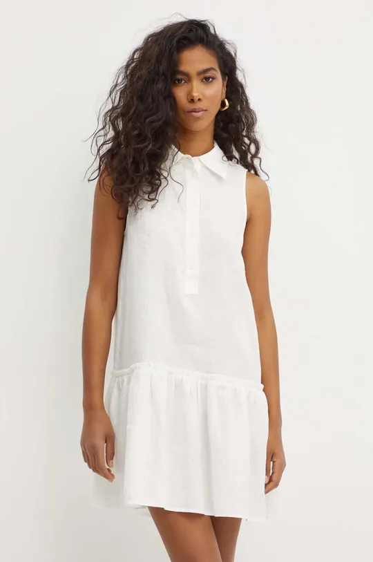 Λινό φόρεμα MAX&Co. λευκό