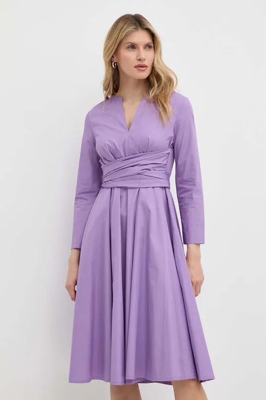 vijolična Bombažna obleka MAX&Co. Ženski