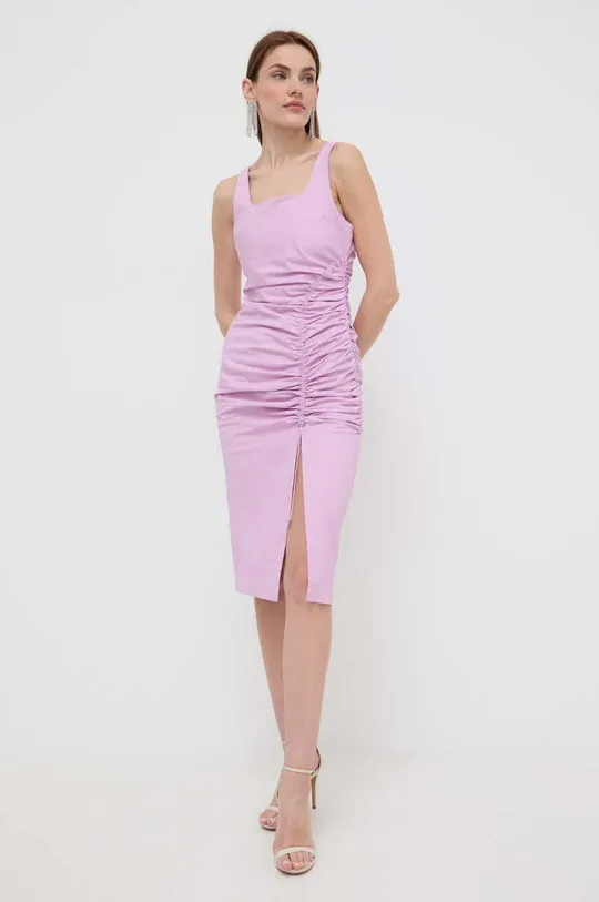 Rifľové šaty Karl Lagerfeld ružová